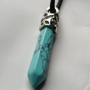 Turquoise Pendant Necklace with Silver Accents